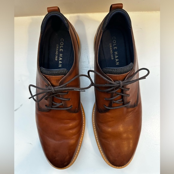 Men's British Tan and Ivory Osborne Plain Toe Derby Leather Shoes, 11.5 M - Picture 1 of 9
